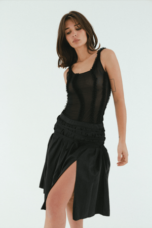 Image of Black Gathered Skirt