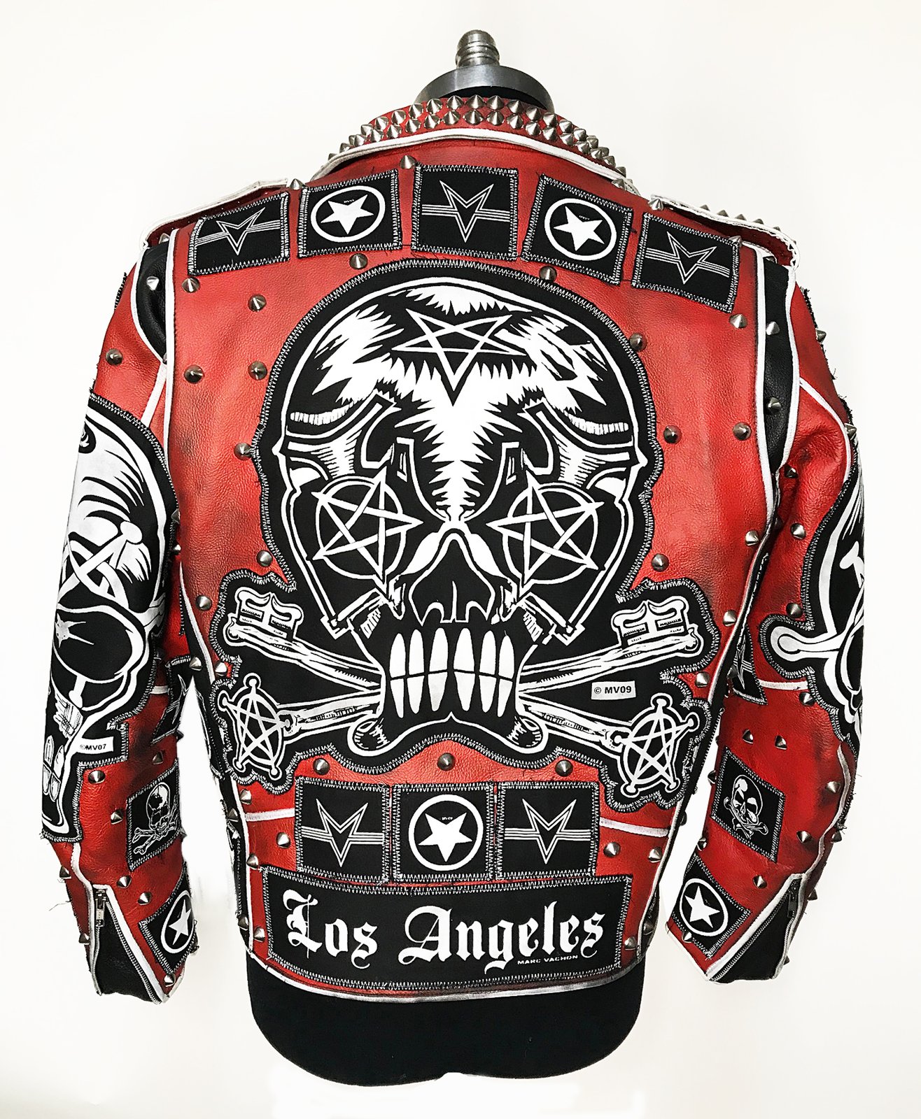 Custom hand outlet painted leather jacket