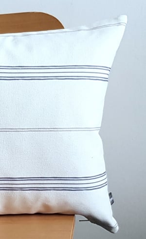 Image of Cotton / Linen Cushion with Ink and Grey Stripes 