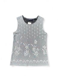 Image 1 of Stretchy Grey Floral Top M
