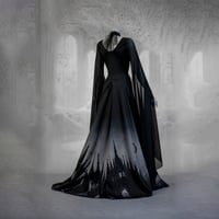 Image 3 of Cathedral moon silver dress wedding gown phases gothic elven fantasy maxi long train elven celtic 