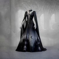 Image 1 of Cathedral moon silver dress wedding gown phases gothic elven fantasy maxi long train elven celtic 