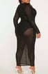 Black Sheer Bodycon Mock Neck Dress Image 3