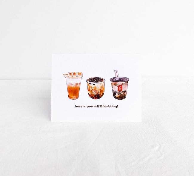 Bubble Tea Trio Birthday Card