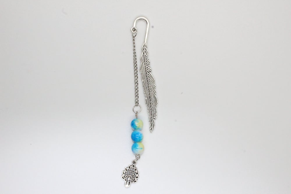 Image of Peacock Feather Metal Hook Bookmark