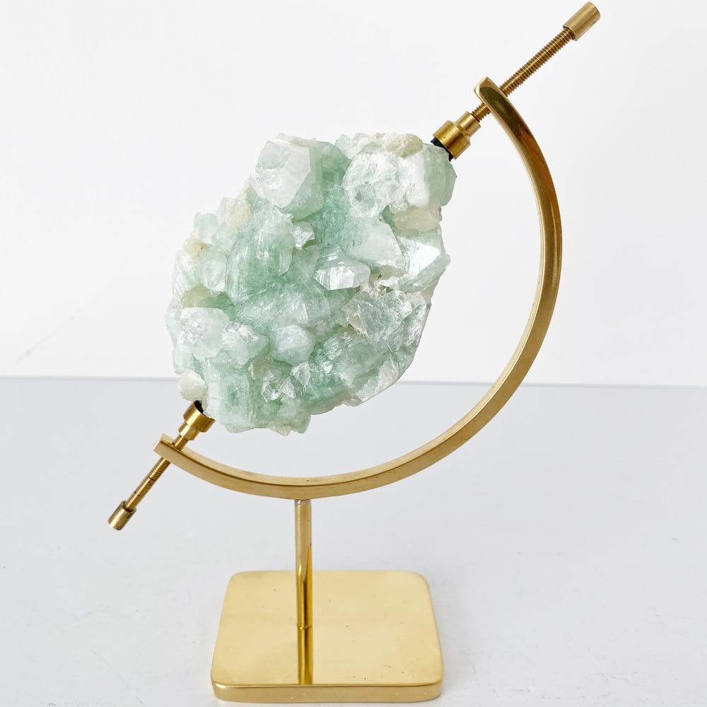 Image of Green Apophyllite no.14 + Brass Arc Stand