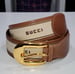 Image of Vtg. Gucci Brown/White Leather/Cloth Belt
