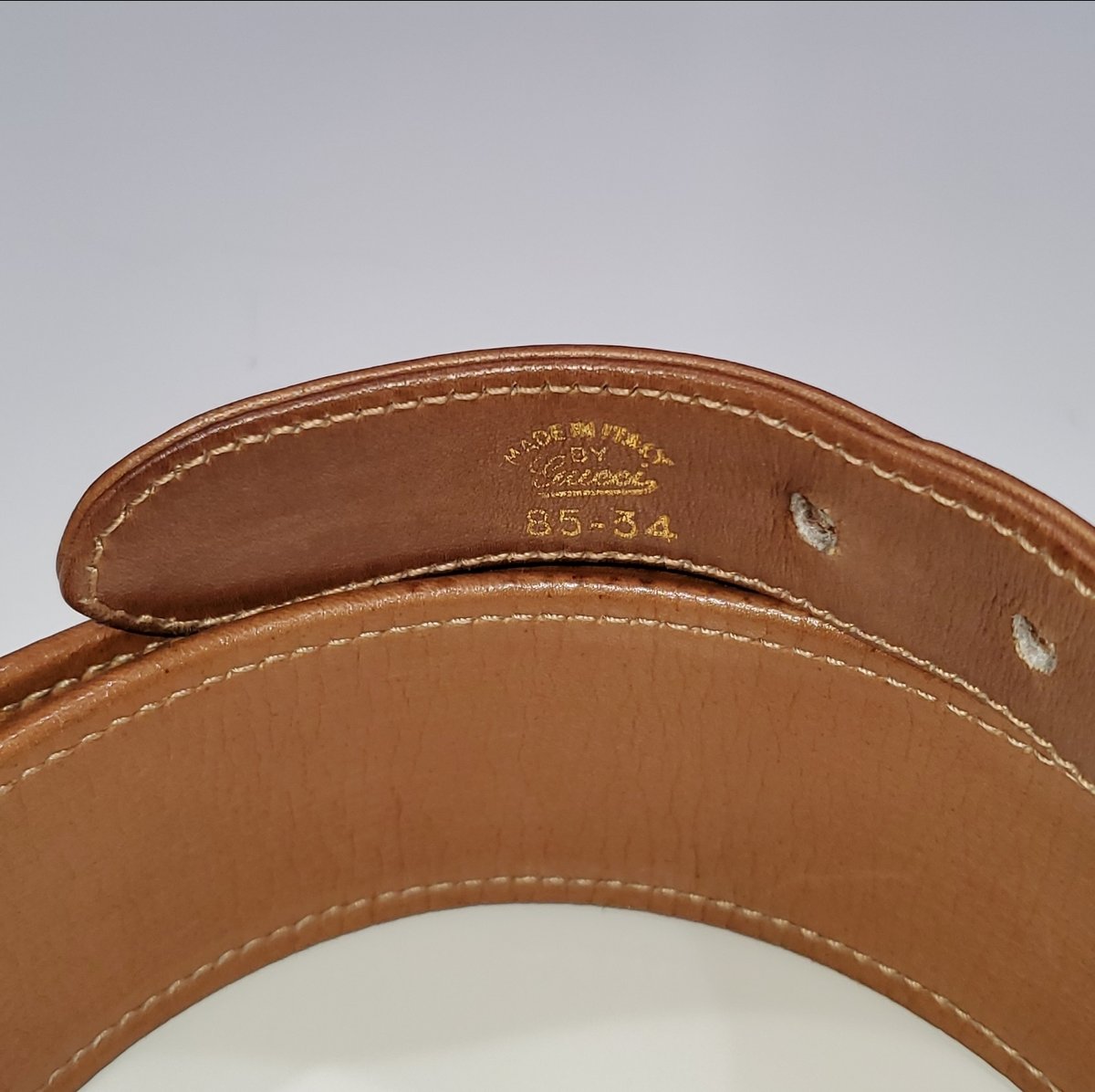 VINTAGE GUCCI FINDS — Vtg. Gucci Brown/White Leather/Cloth Belt