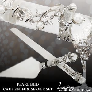 Image of Pearl Bud Silver with Pearls Cake Knife and Server Set
