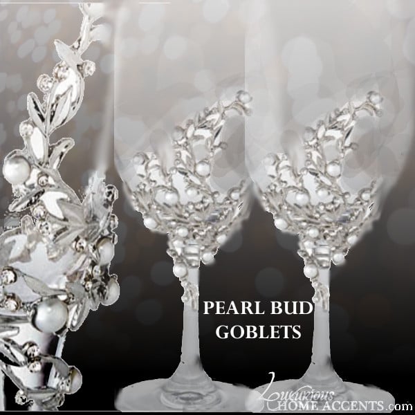 Sparkle Tall White Wine Decanter and Wine Glasses w/ Swarovski Diamonds -  Set of 5