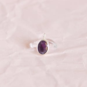 Image of Pinkish Sapphire oval cut silver necklace