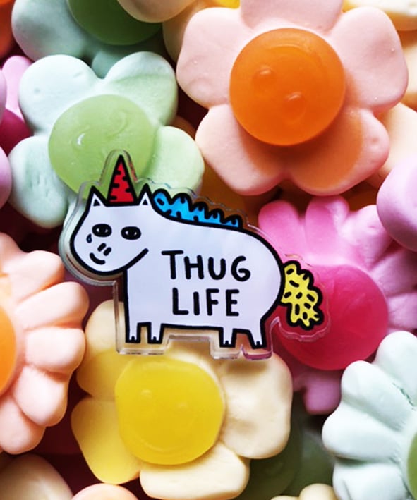 Image of Thug Life Unicorn Acrylic Pin