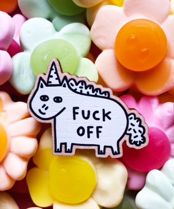 Image of Fuck Off Eco Wooden Pin