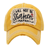 I WILL NOT BE SHAKEN EMBROIDERED BASEBALL CAP FOR LADIES, SCRIPTURE CAP