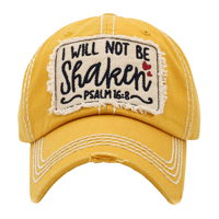 Image 1 of I WILL NOT BE SHAKEN EMBROIDERED BASEBALL CAP FOR LADIES, SCRIPTURE CAP