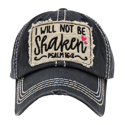 I WILL NOT BE SHAKEN EMBROIDERED BASEBALL CAP FOR LADIES, SCRIPTURE CAP