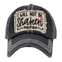 Image 2 of I WILL NOT BE SHAKEN EMBROIDERED BASEBALL CAP FOR LADIES, SCRIPTURE CAP