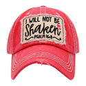 I WILL NOT BE SHAKEN EMBROIDERED BASEBALL CAP FOR LADIES, SCRIPTURE CAP