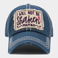 Image 5 of I WILL NOT BE SHAKEN EMBROIDERED BASEBALL CAP FOR LADIES, SCRIPTURE CAP