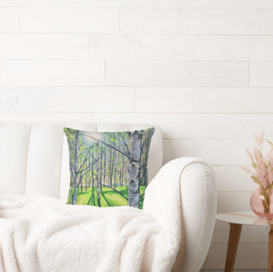 Image of Light On White Birch Throw Pillow