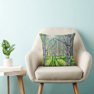 Image of Light On White Birch Throw Pillow