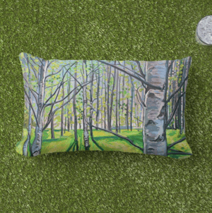 Image of Light On White Birch Throw Pillow