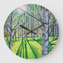 Light On White Birch Acrylic Glass Clock