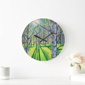 Image of Light On White Birch Acrylic Glass Clock