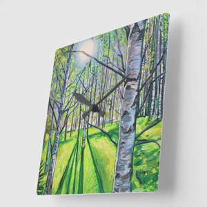 Image of Light On White Birch Acrylic Glass Clock