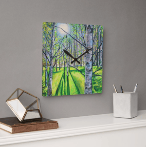 Image of Light On White Birch Acrylic Glass Clock