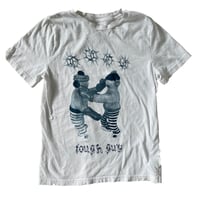 Em+Lu tough guy white tee with blue print