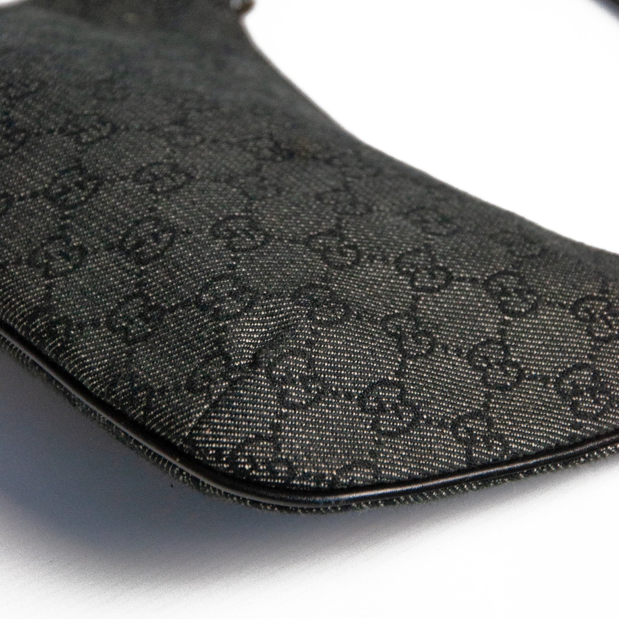Image of Gucci Denim Monogram Half Moon Mini Shoulder Bag