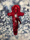 Santa Muerte in All Red with Glitter Altar Doll by Ugly Shyla.