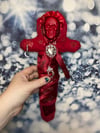 Santa Muerte in All Red with Glitter Altar Doll by Ugly Shyla.