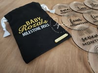 Image 1 of Baby Milestone Discs with Embroidered Draw String Bag