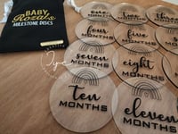 Image 2 of Baby Milestone Discs with Embroidered Draw String Bag