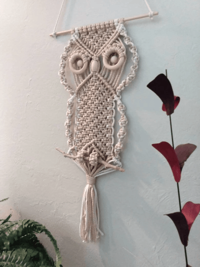 Image of Owl Macrame Wall Hanging Tapestry Art Decor Handmade Woven Boho Ornament Wall Hanger Gift