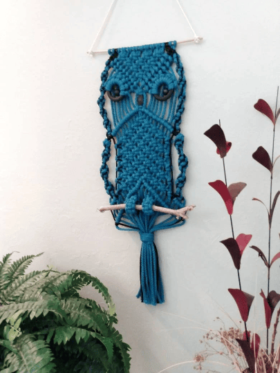 Image of Owl Macrame Wall Hanging Tapestry Art Decor Handmade Woven Boho Ornament Wall Hanger Gift