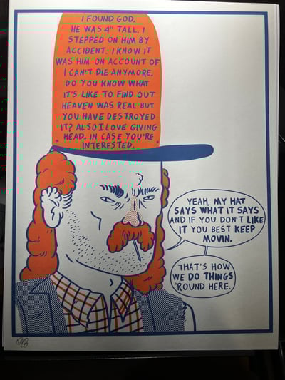 Image of "you lookin at my hat, stranger?" print