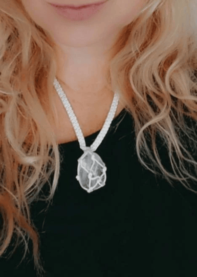 Image of Quartz Macrame Necklace | Crystal necklace Choker | Healing crystals | Crystal Choker