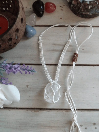 Image of Quartz Macrame Necklace | Crystal necklace Choker | Healing crystals | Crystal Choker