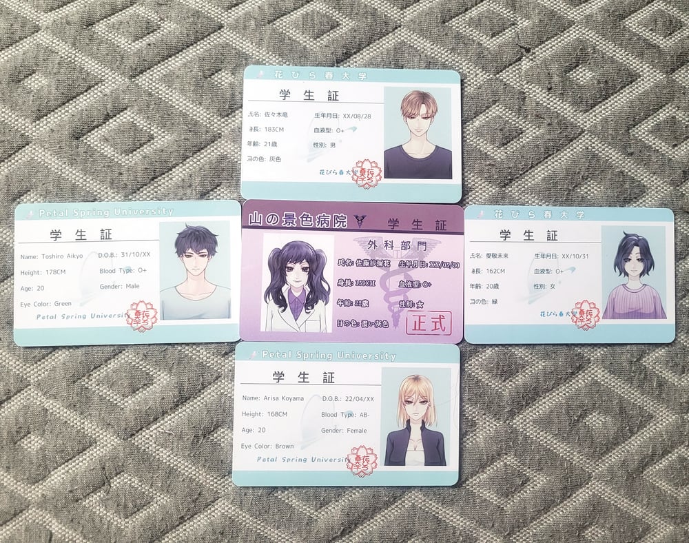 Image of Apocalyptic Dream Hard Plastic Student ID Cards - Mikuru, Toshiro, Ryuu, Arisa, Sayaka