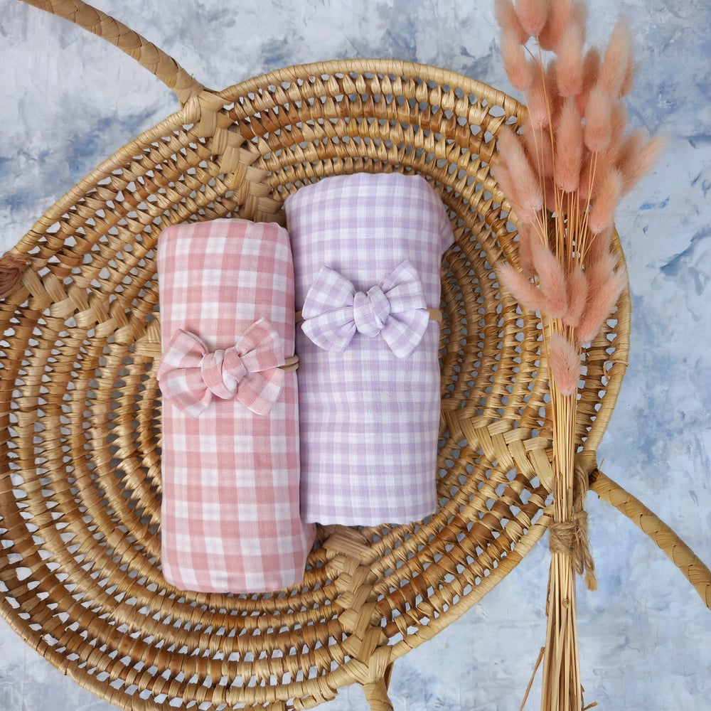 Image of Gingham Wrap + bow sets