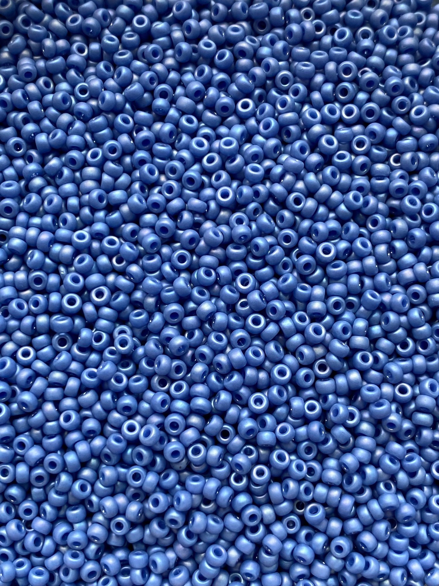 Opaque glazed frosted rainbow soft blue, Miyuki seed beads 