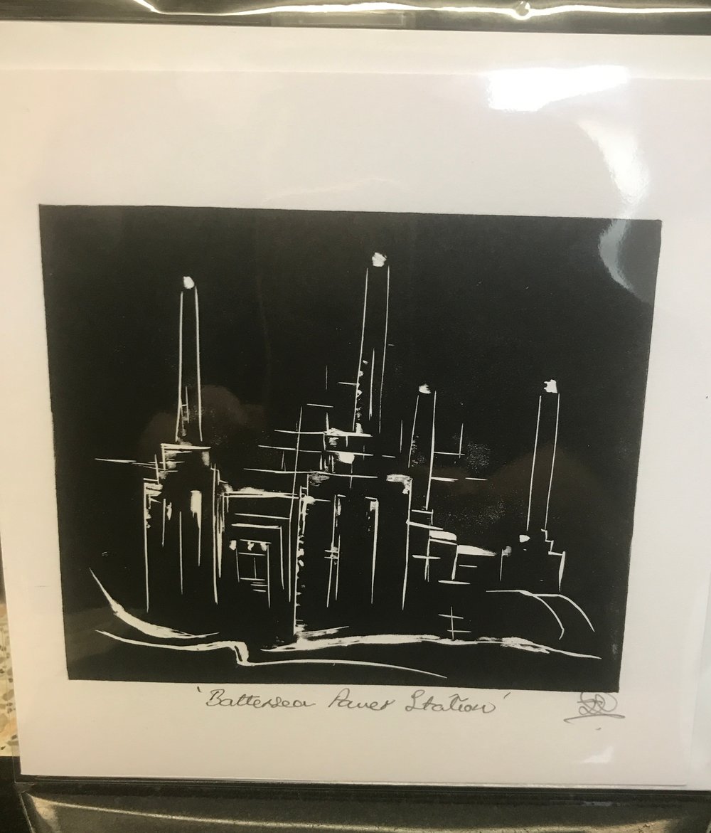 Image of Greeting cards hand printed: Battersea Power Station, The Monument, Farley Mount