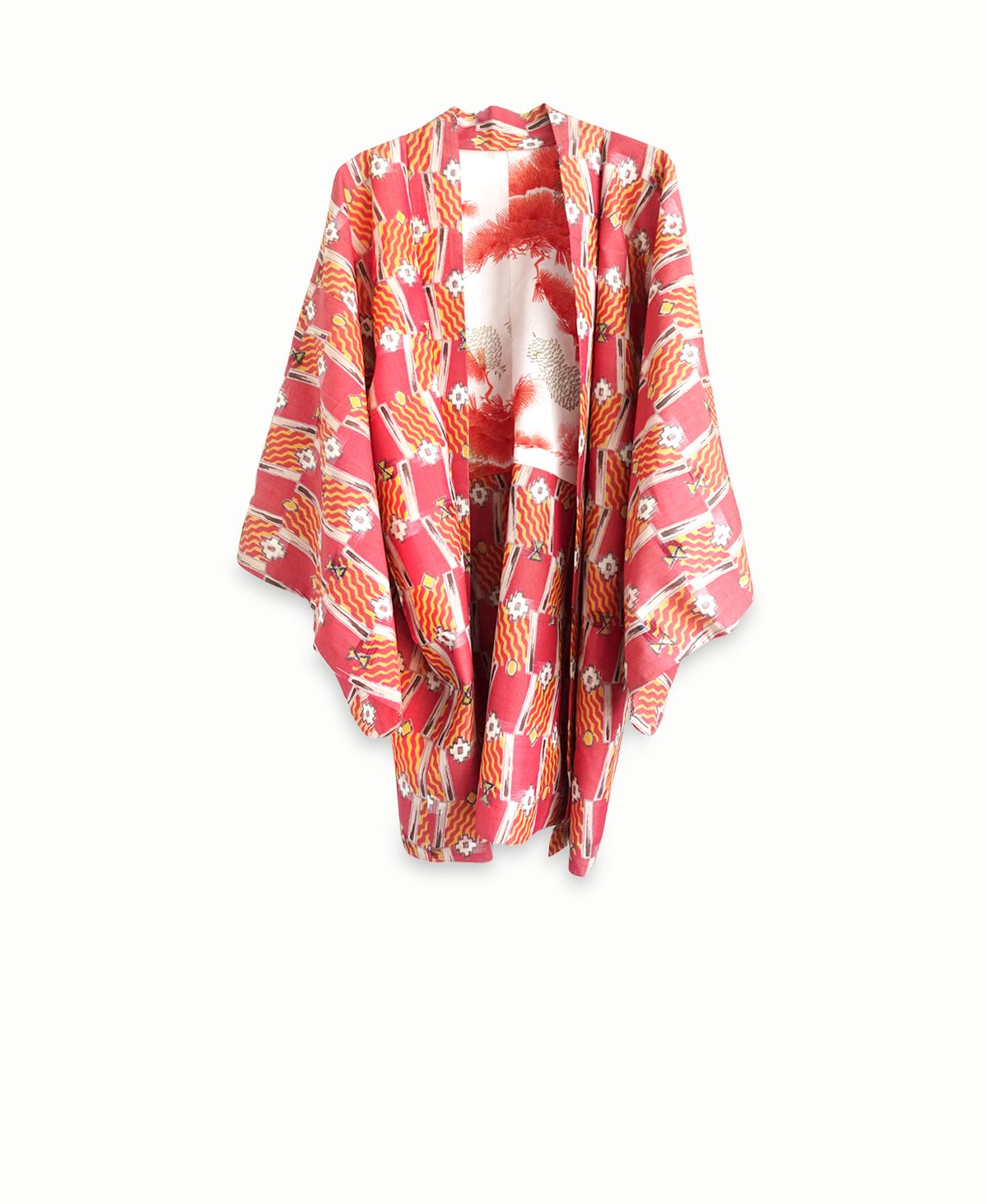 Image of Kort kimono - rød ikat vævning  - vendbar