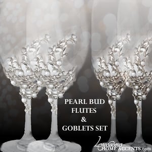 Image of Pearl Bud Silver Flutes and Goblets Set