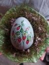 Wild Strawberries-Handpainted Papier Mache Egg