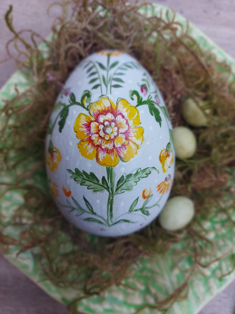 Marigold - Handpainted Papier Mache Egg | AmySwann