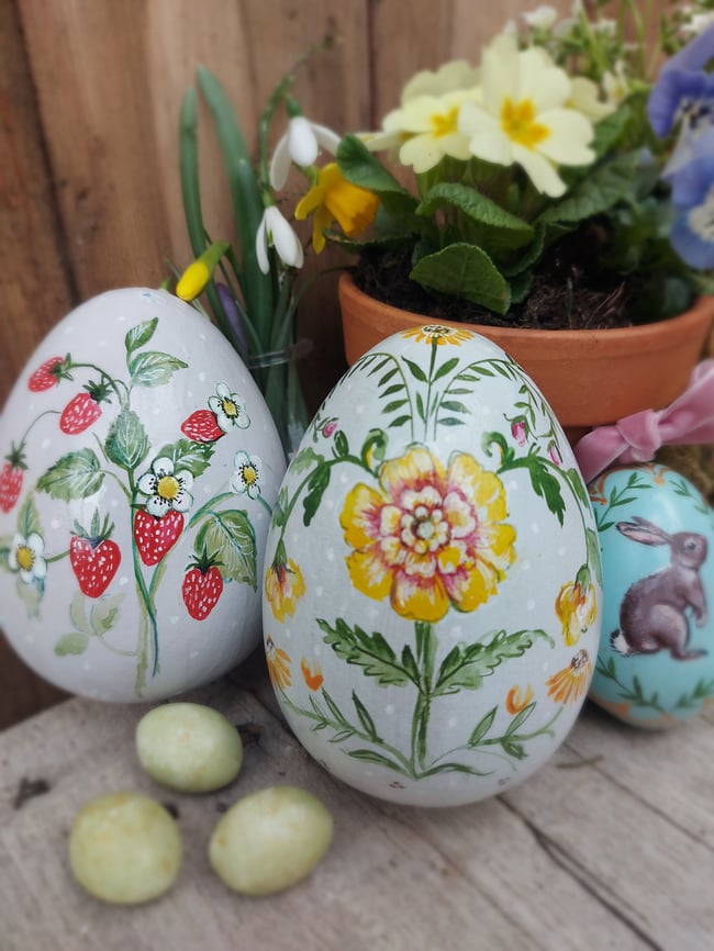 Marigold Handpainted Papier Mache Egg AmySwann